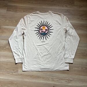 New Katin Cream Long Sleeve “Sunset with Palm Trees” Graphic Shirt Men’s Medium